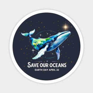 Earth-Day-2025-Restore-Earth-Whale-Art-Save-Our-Oceans Magnet
